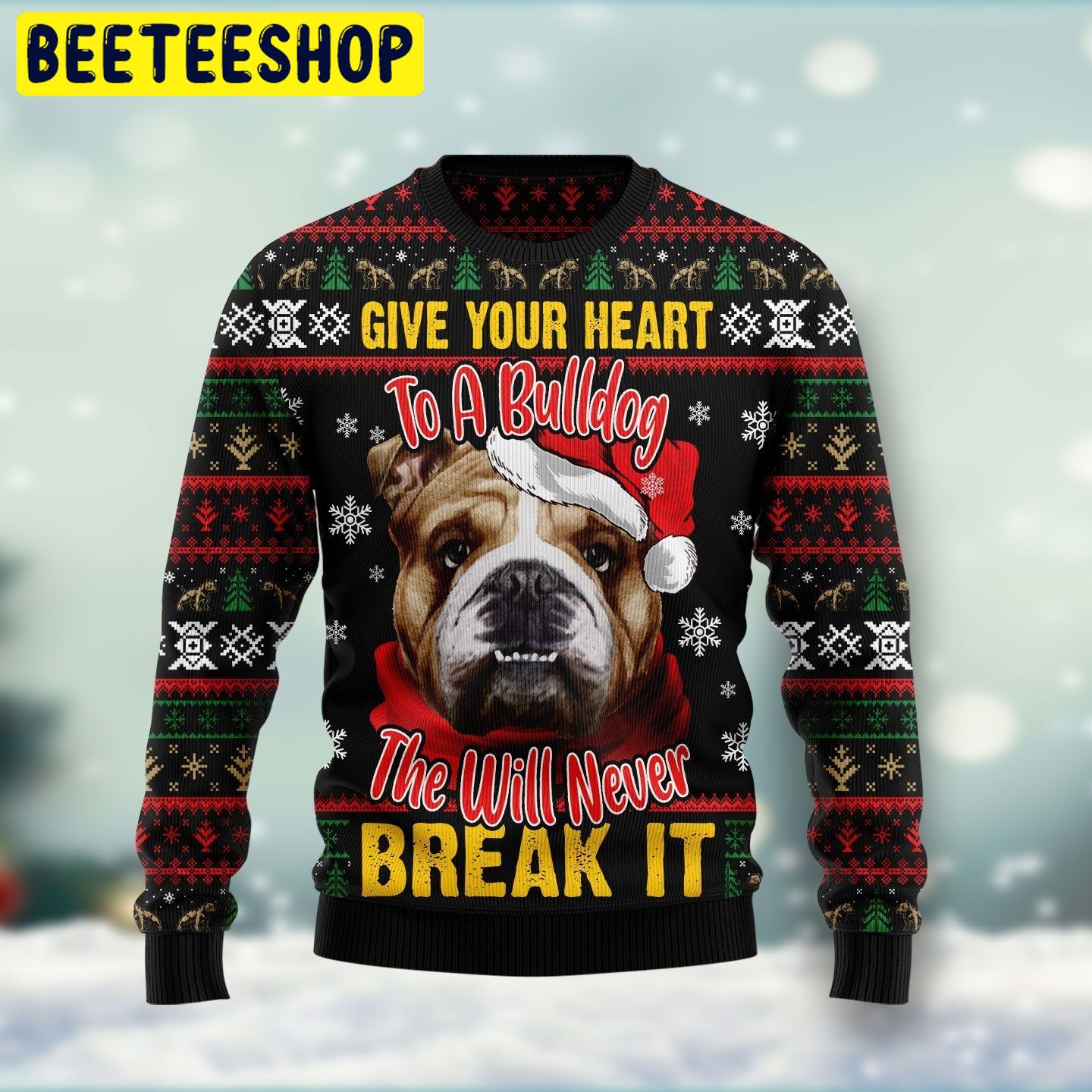 Give Your Heart Bulldog Trending Ugly Christmas Sweatshirt