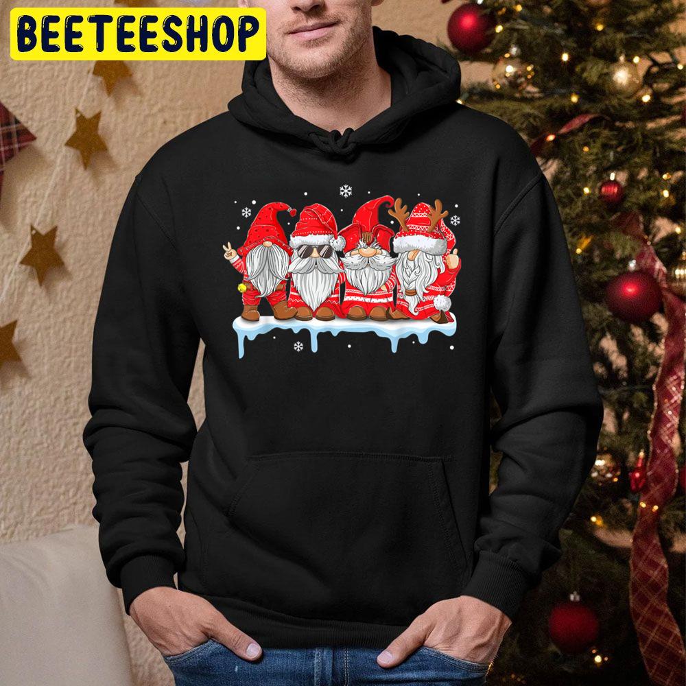 Gnomes In Red Knit Christmas X Mas Trending Unisex Hoodie