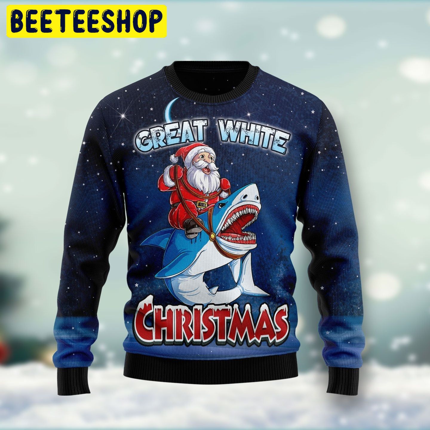 Great White Christmas Santa Shark Trending Ugly Christmas Sweatshirt