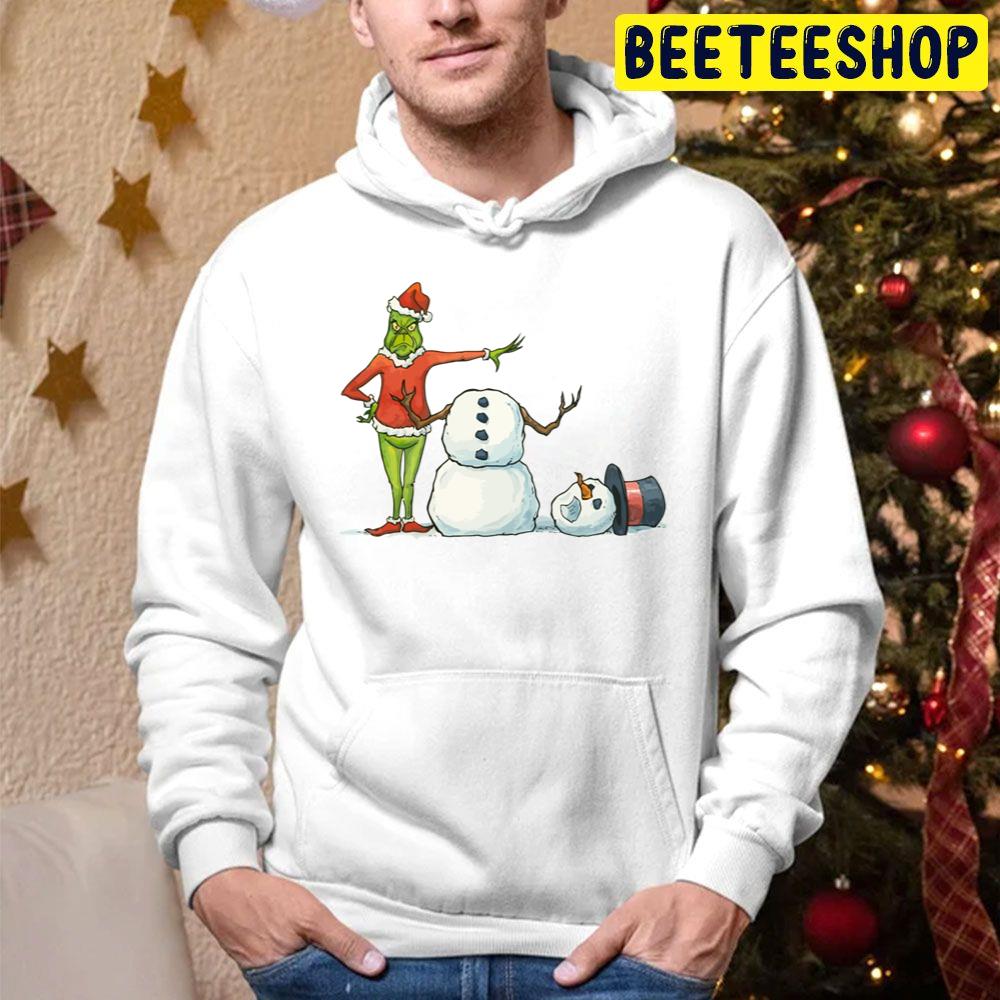 Grinch Break Snowman Trending Unisex Hoodie