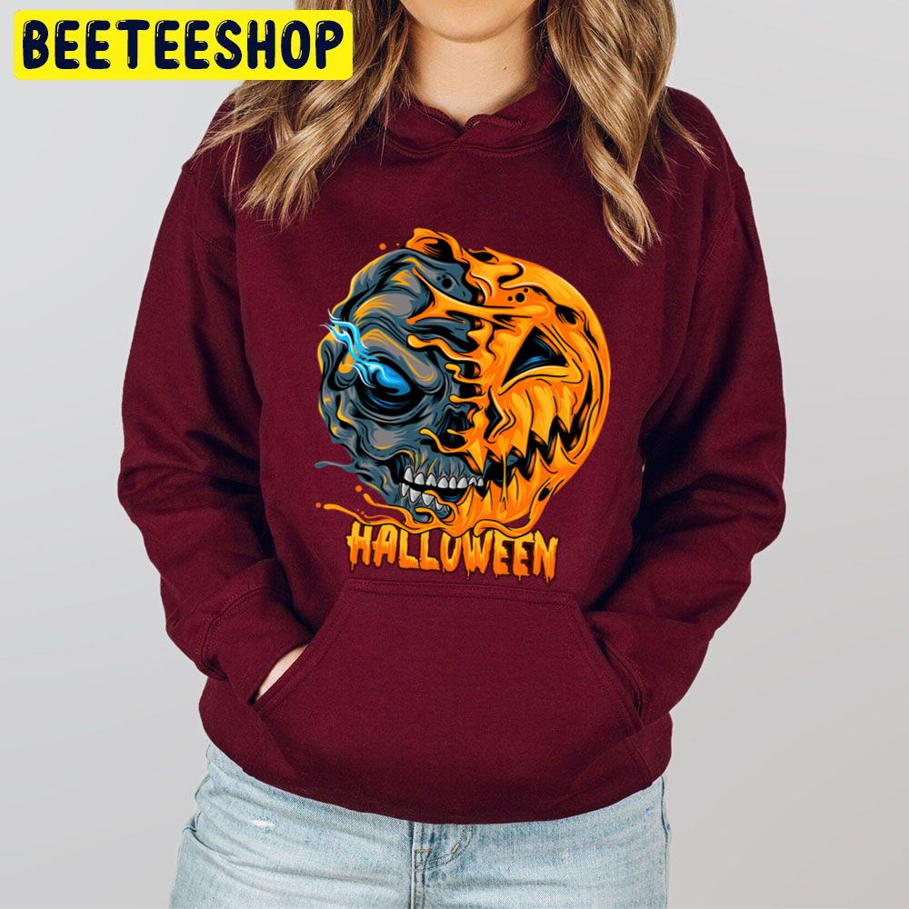 Halloween Pumpkin Skull Horror Scare Spooky Creepy Cool Unisex Hoodie