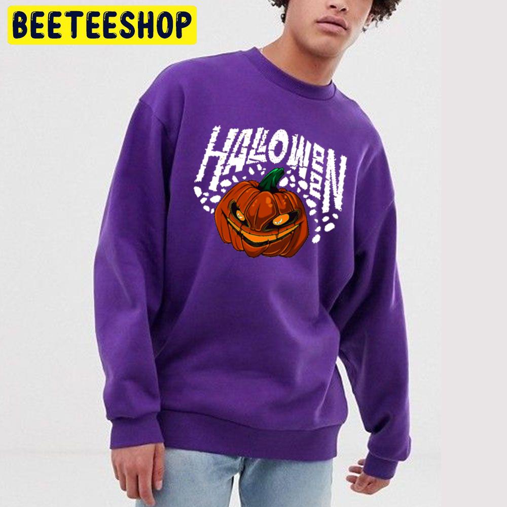 Halloween Scary Evil Pumpkin Funny Pumpkin Head Trending Unisex Sweatshirt