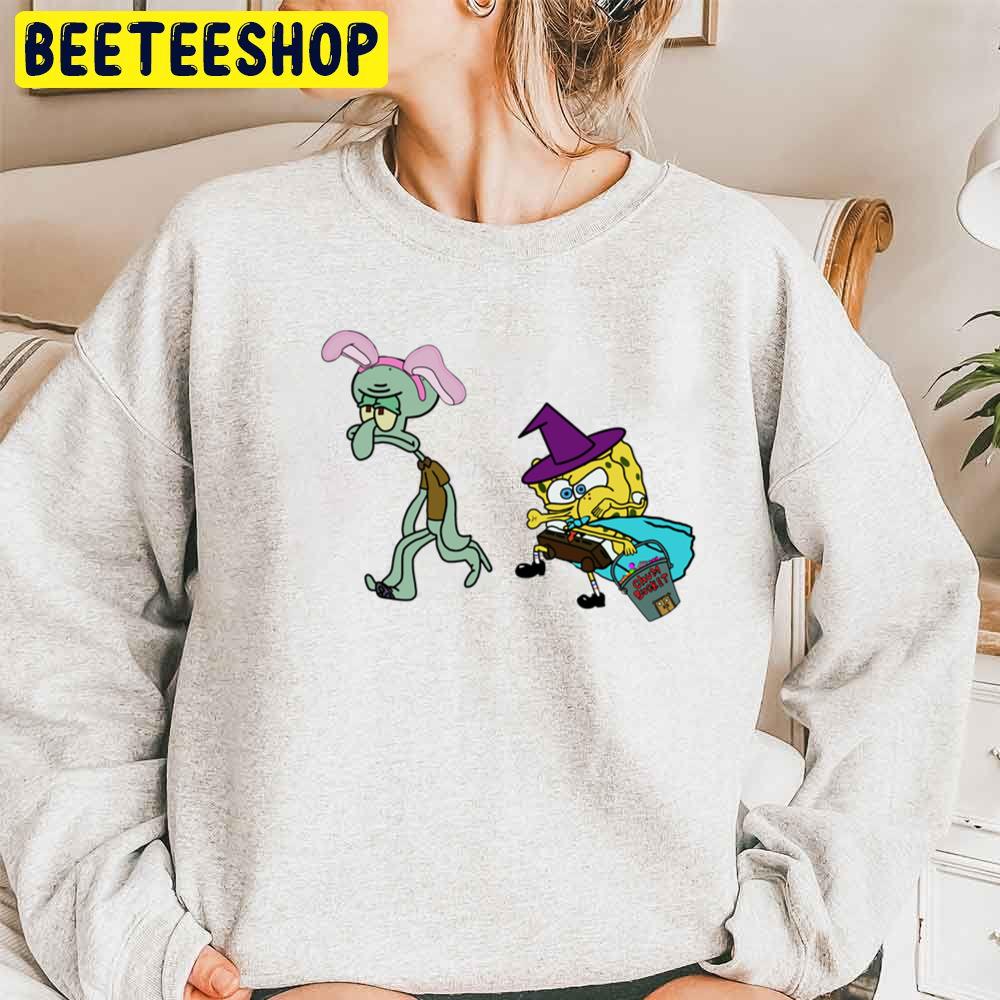 Halloween Spongebob Squarepants And Squidward Unisex Sweatshirt