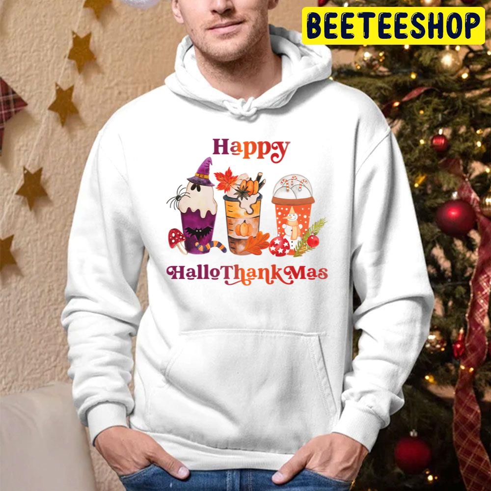 Happy Hallothankmas Fall Coffee Trending Unisex Hoodie