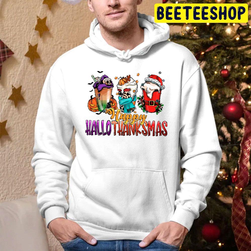 Happy Hallothanksmas Seasonal Drinks Fall Coffee Cup Trending Unisex Hoodie