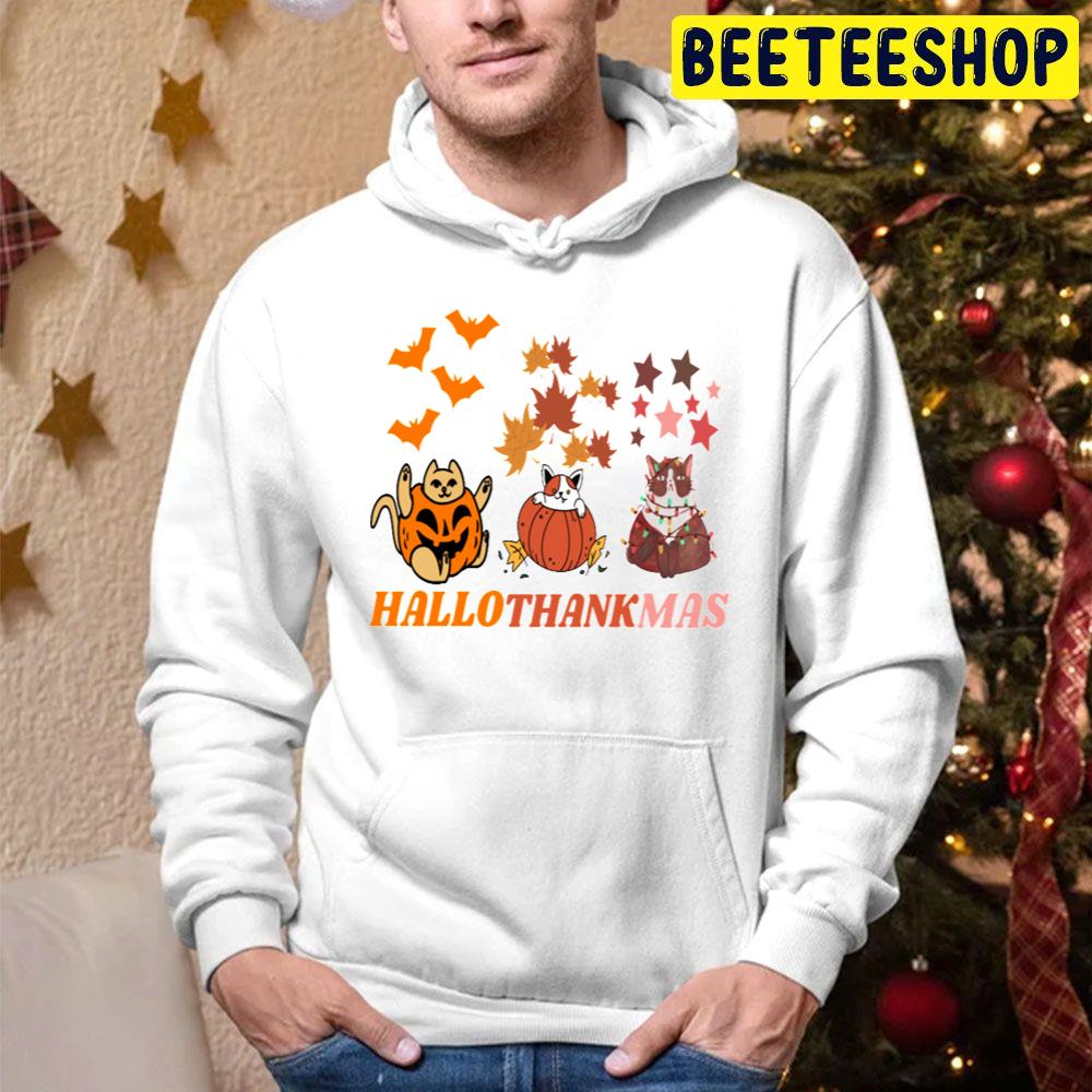 Happy-Hallothankmas-Cats Trending Unisex Hoodie