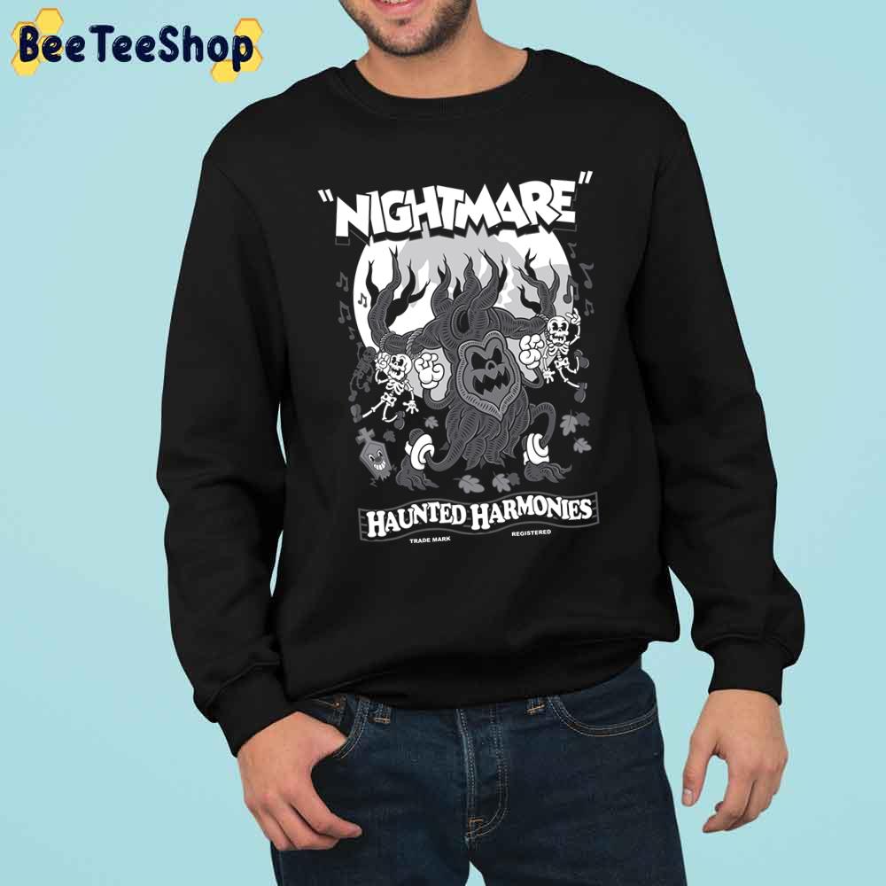 Haunted Harmonies Vintage Cartoon Halloween Creepy Cute Goth Horror Unisex Sweatshirt