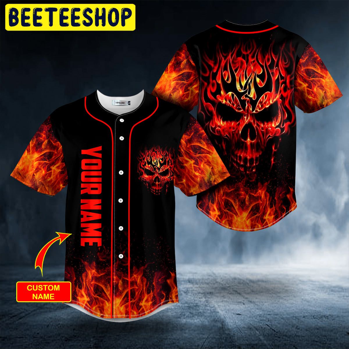 Head Fire Skull Custom Trending Baseball Jersey