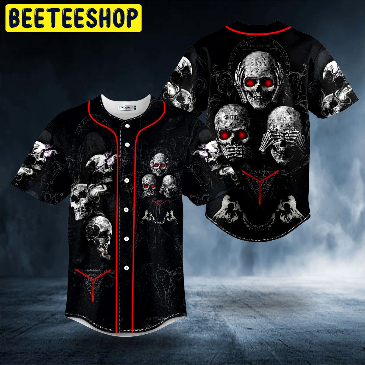 Hear See Speak No Evil Skull Trending Baseball Jersey