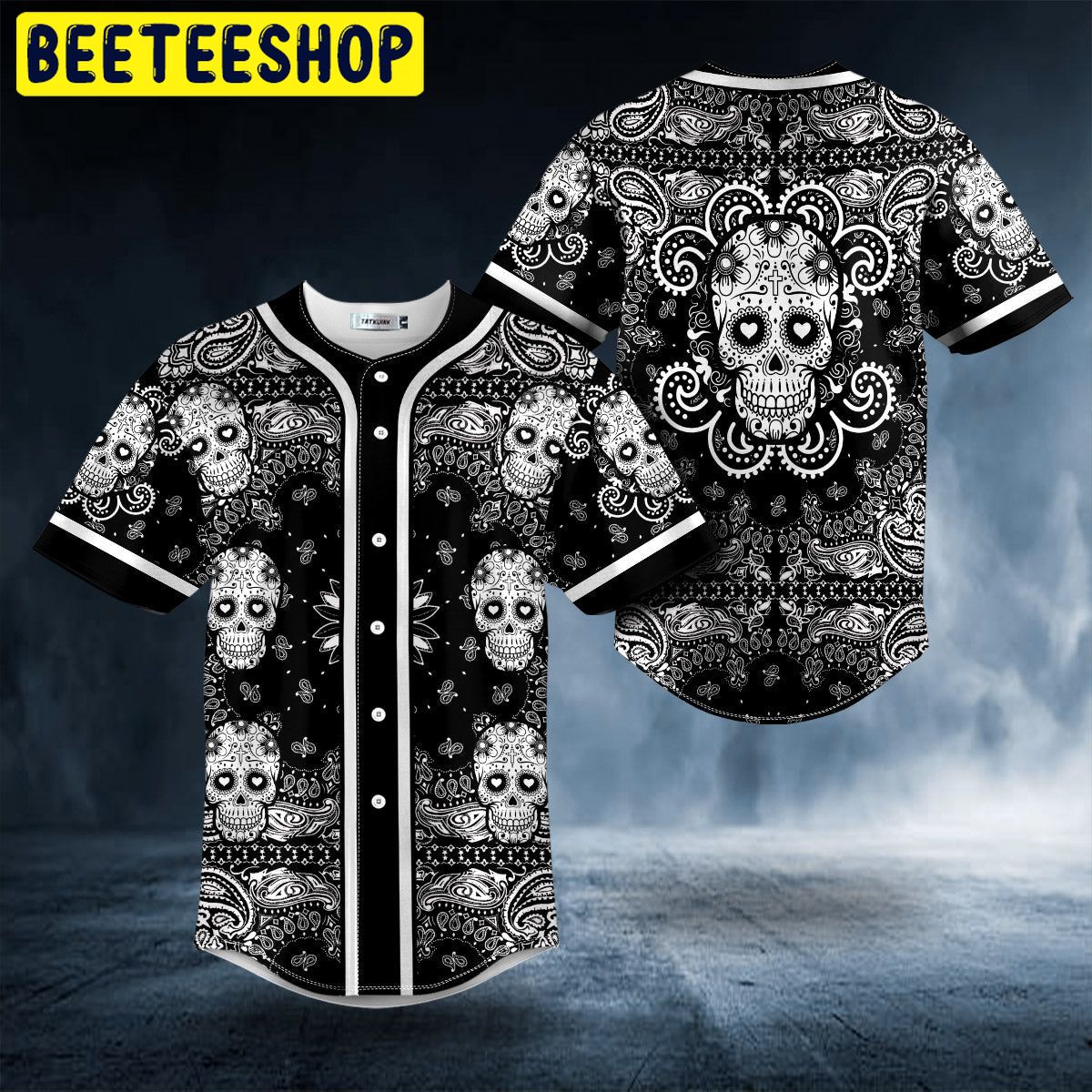 Heart Shaped Eyes Pattern Of Sugar Skull Trending Baseball Jersey