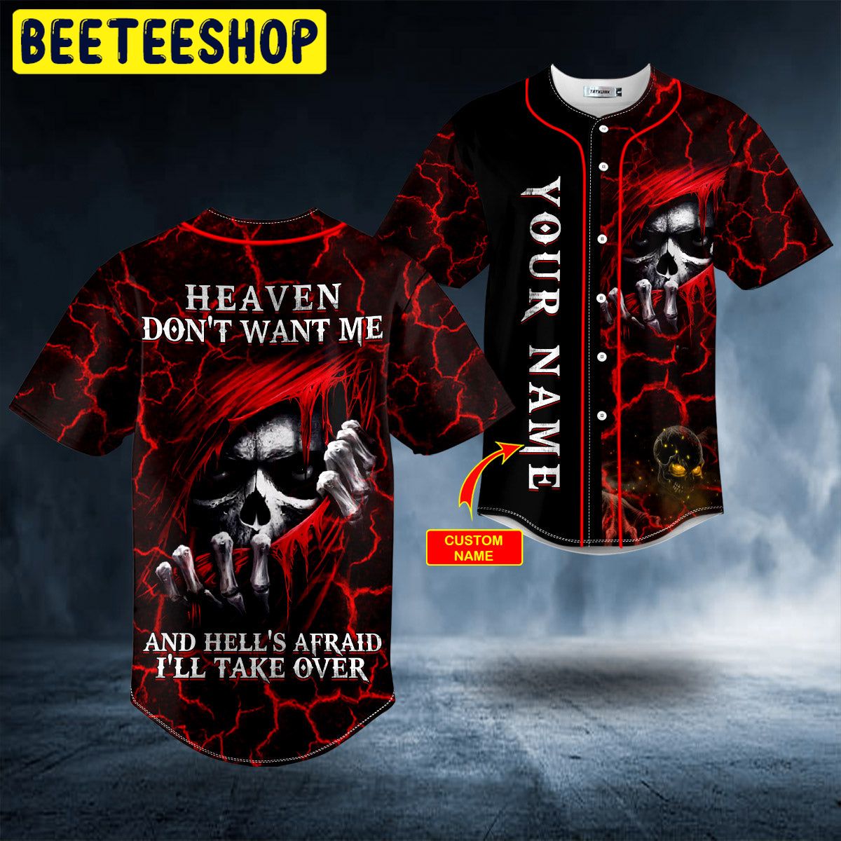 Heaven Don’t Want Me Red Hood Grim Reaper Skull Custom Trending Baseball Jersey