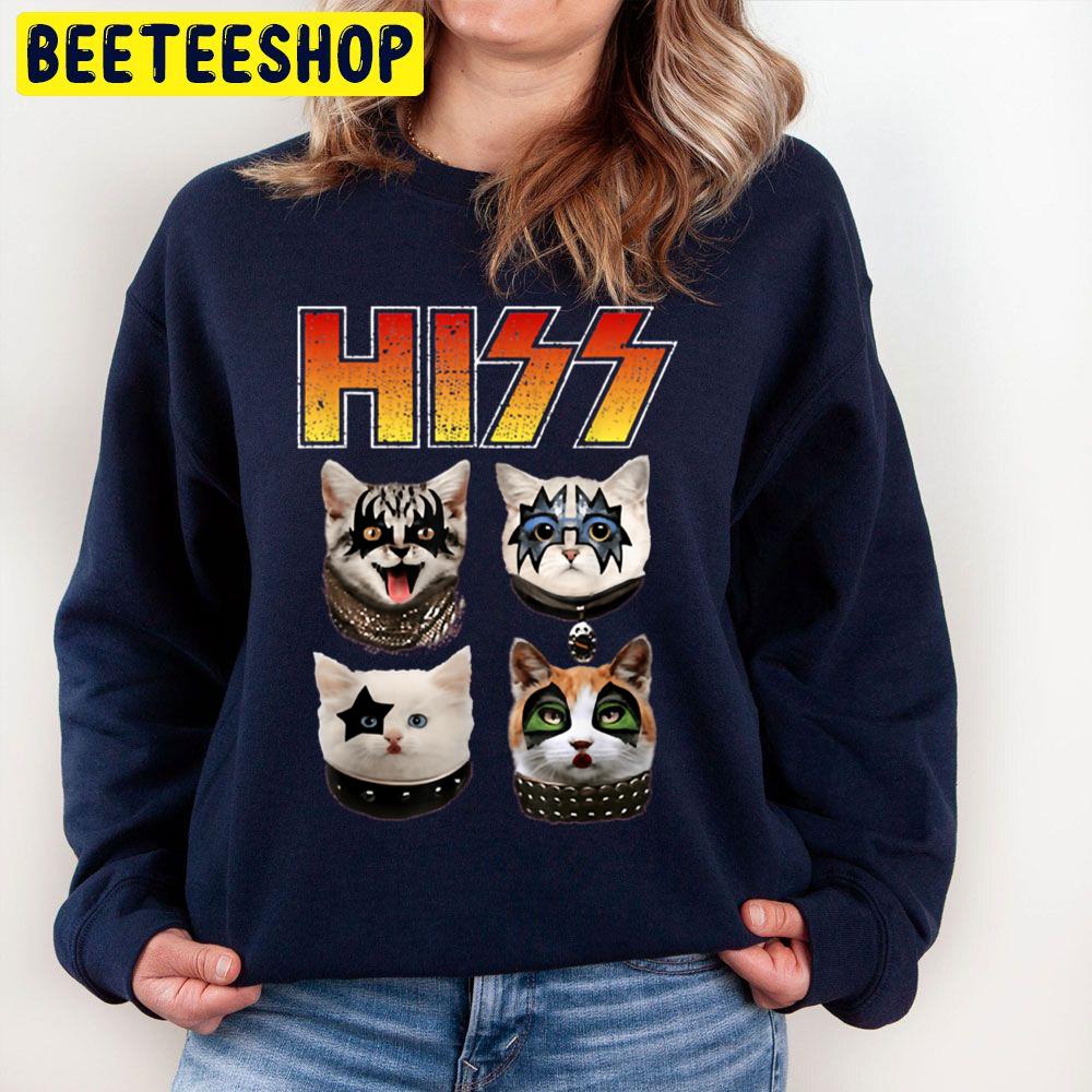 Hiss Funny Cat Lover Kiss Band Style Unisex Sweatshirt