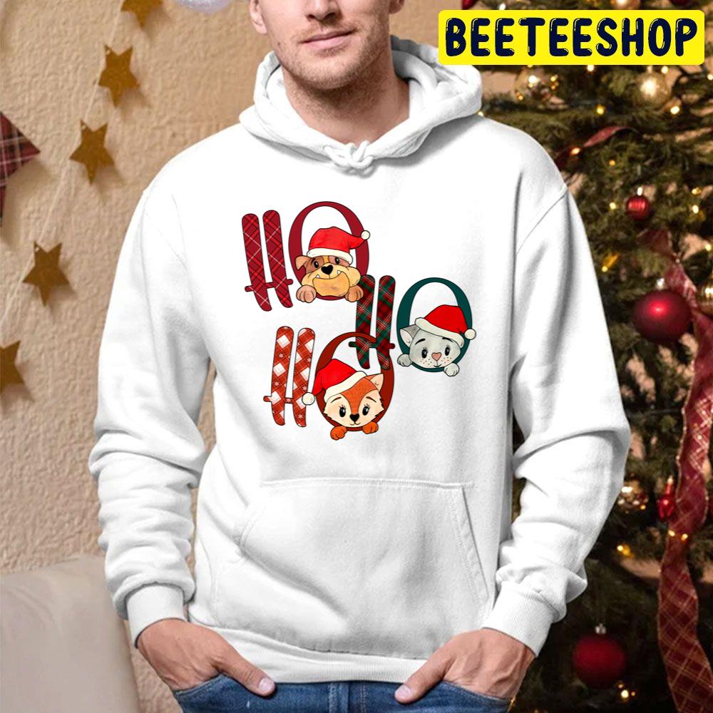 Ho Ho Ho Animal Cute Dogs And Cats Christmas Trending Unisex Hoodie