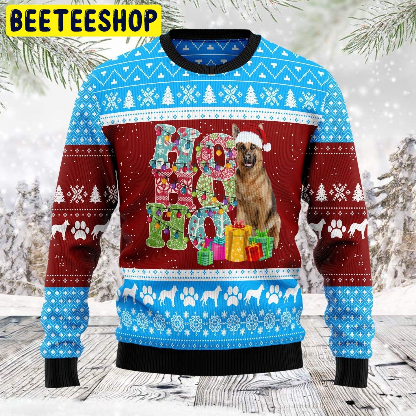 Hohoho German Shepherd Dog Trending Ugly Christmas Sweatshirt