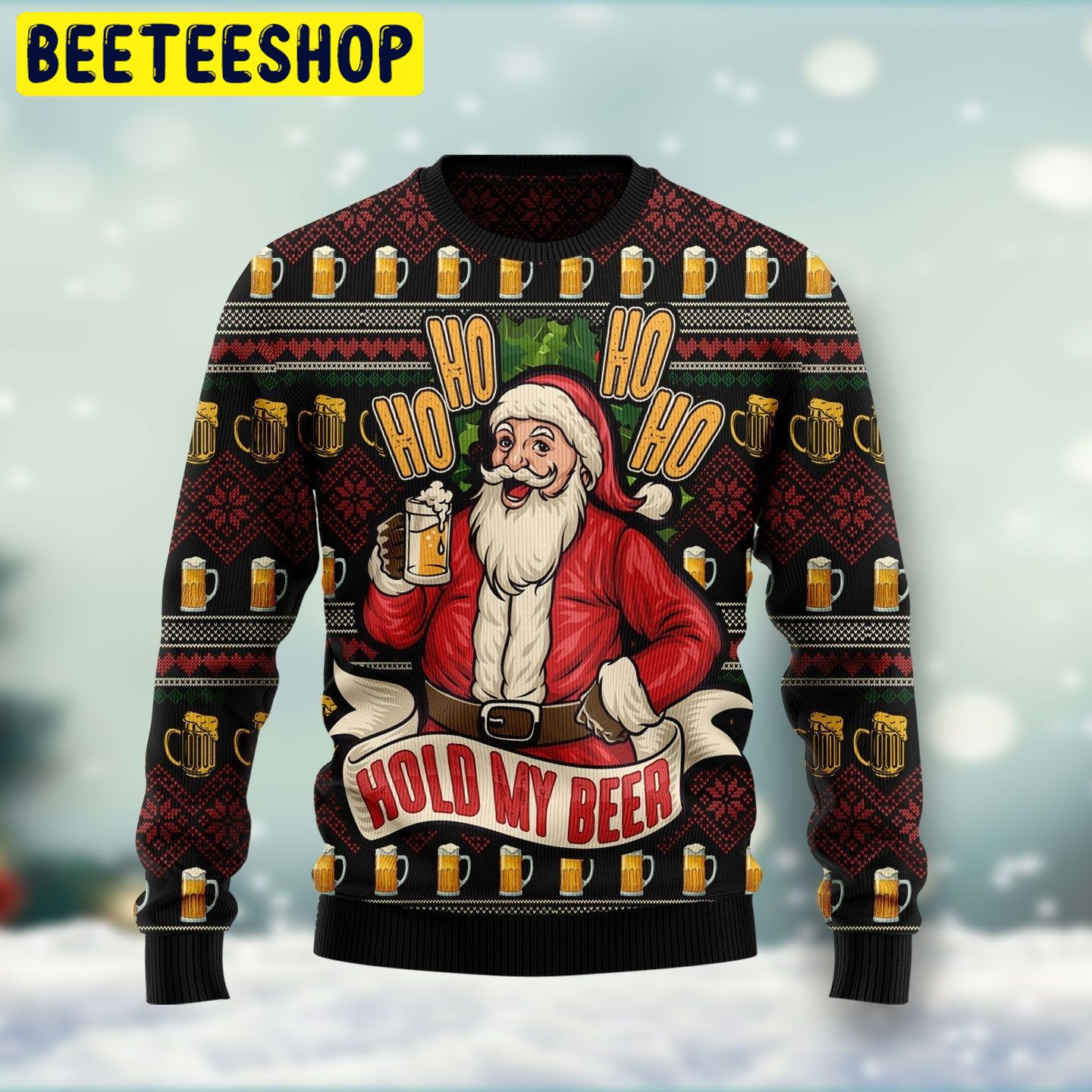 Hold My Beer Santa Christmas Trending Ugly Christmas Sweatshirt