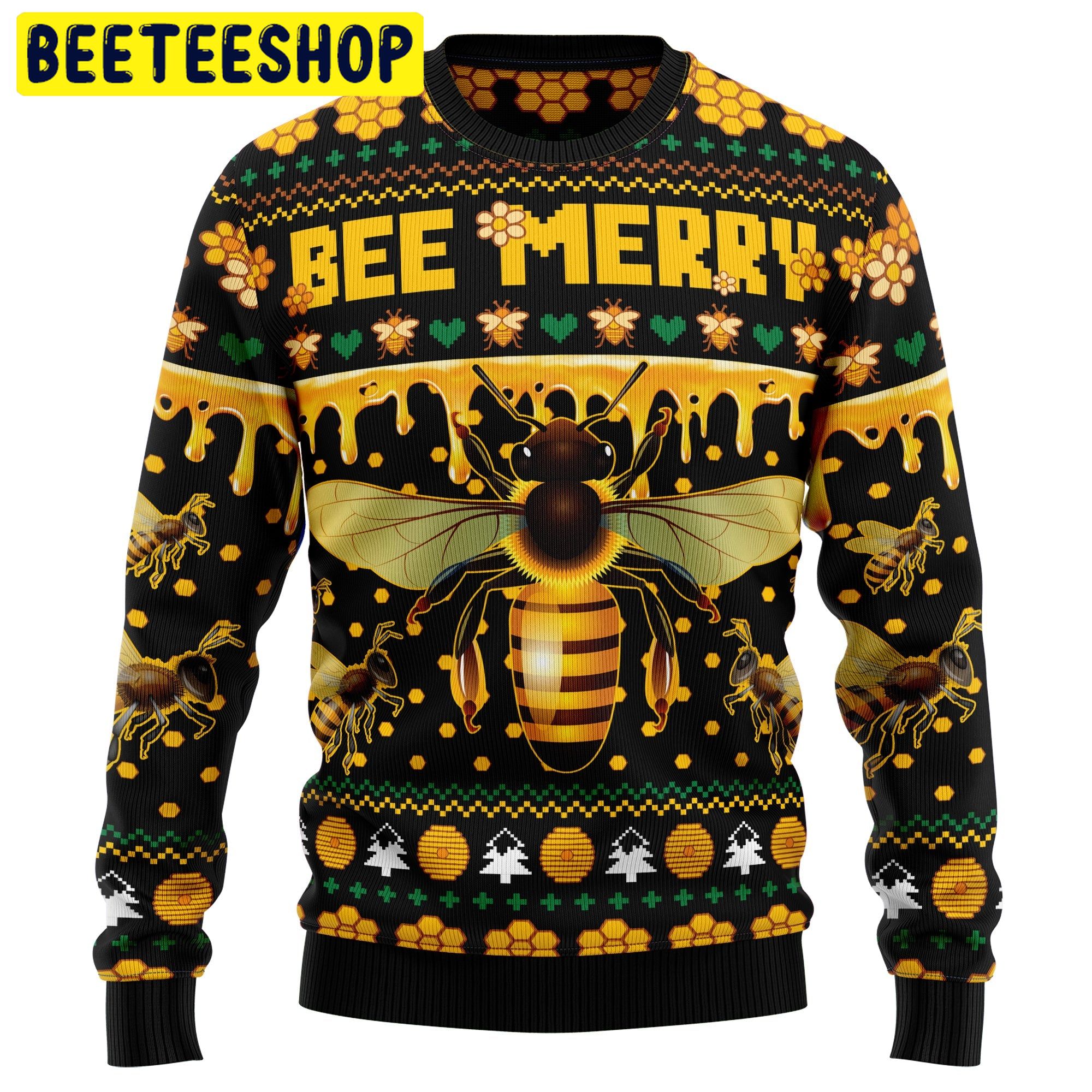 Honey Bee Merry Trending Ugly Christmas Sweatshirt