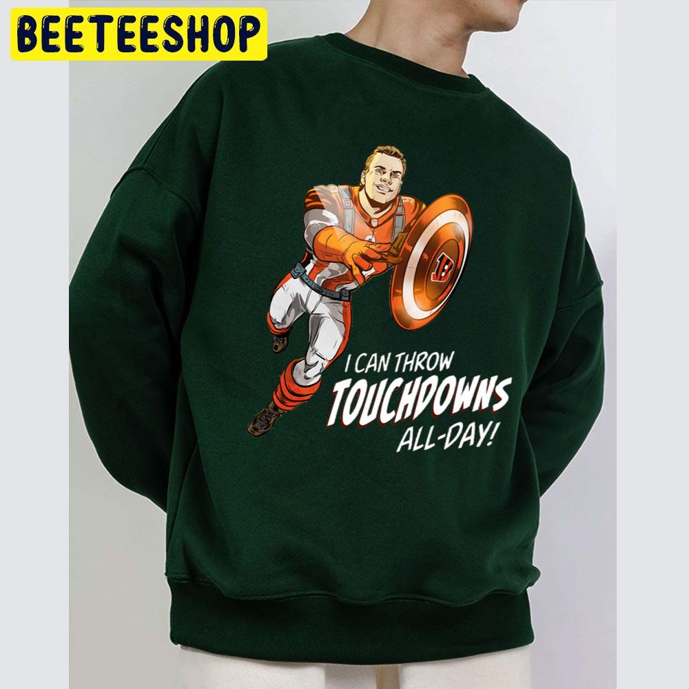 I Can Throw Touchdowns All Day Cool Joe Burrow Trending Design Trending Unisex Sweatshirt