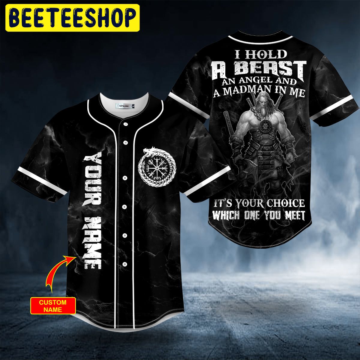 I Hold A Beast An Angel And Madman In Me Skull Custom Trending Baseball Jersey