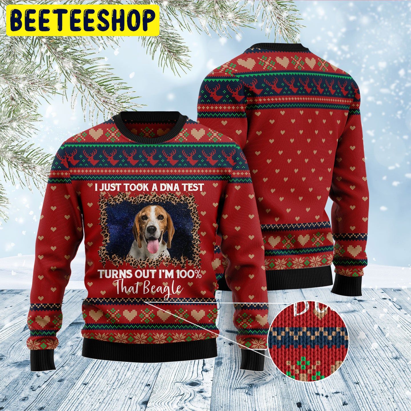 I Just Took A DNA Test Beagle Trending Ugly Christmas Sweatshirt