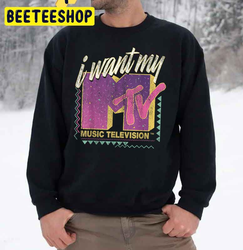 I Want My Music Television 90s Retro Colorful Logo Graphic Trending Unisex Sweatshirt