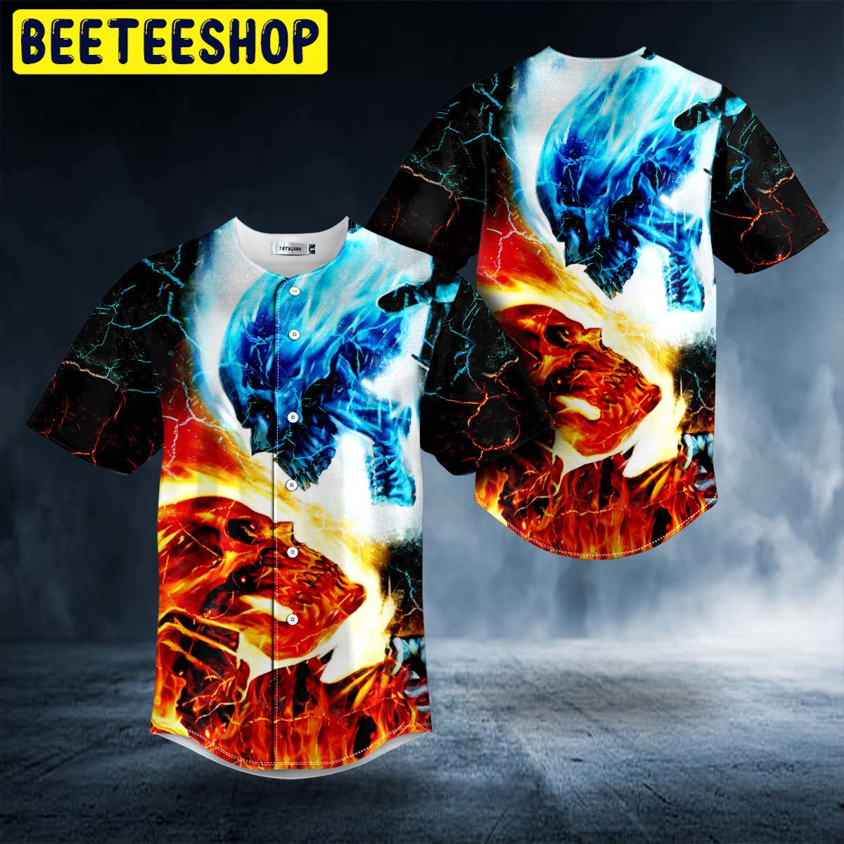 Ice Fire Skull Trending Baseball Jersey