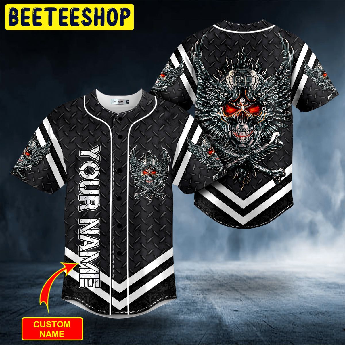 Iron Wings Skull Custom Trending Baseball Jersey