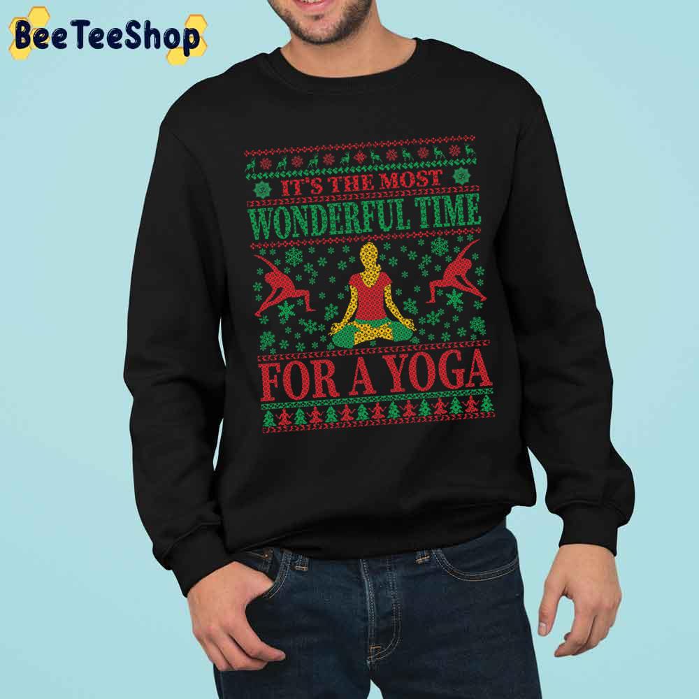 It’s The Most Wonderful Time For A Yoga Christmas Knit Pattern Trending Unisex Sweatshirt