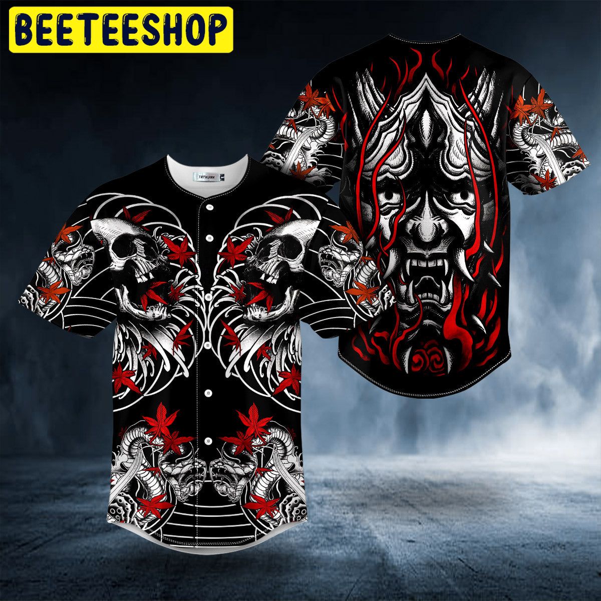 Japanese Oni Demon Skull Trending Baseball Jersey