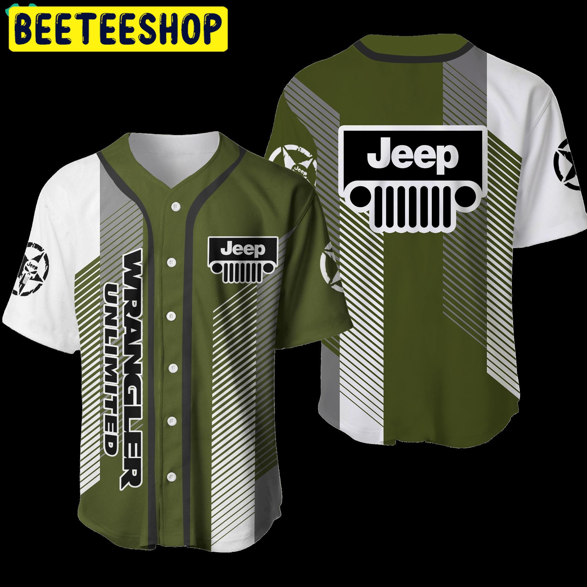 Jeep Wrangler Jeep Lover Men’s Round Collar Green Army Trending Jersey Baseball