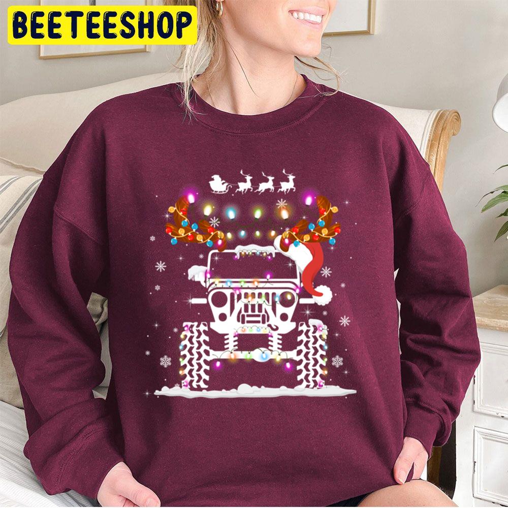 Jeeps Christmas Light Xmas Tree Reindeer Trending Unisex Sweatshirt