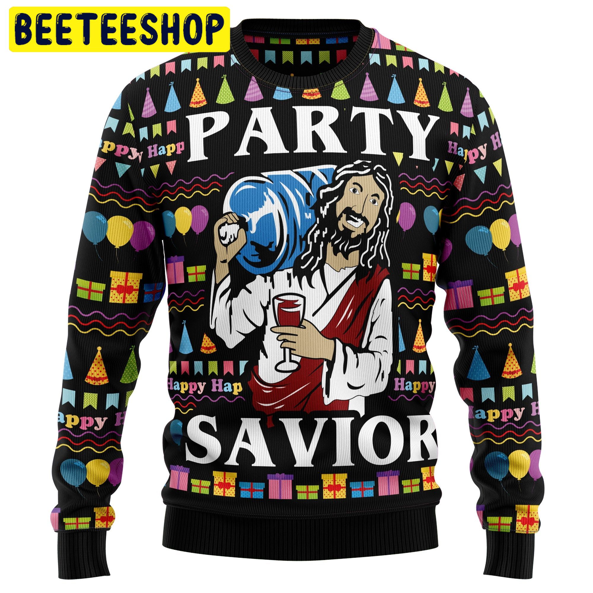 Jesus’s Party Savior Trending Ugly Christmas Sweatshirt