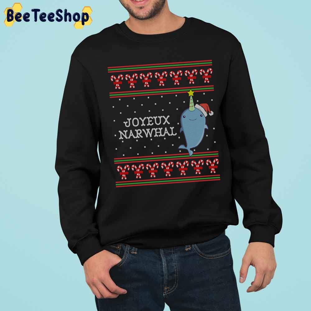 Joyeux Narwhal Funny Ugly Pattern Christmas Trending Unisex Sweatshirt