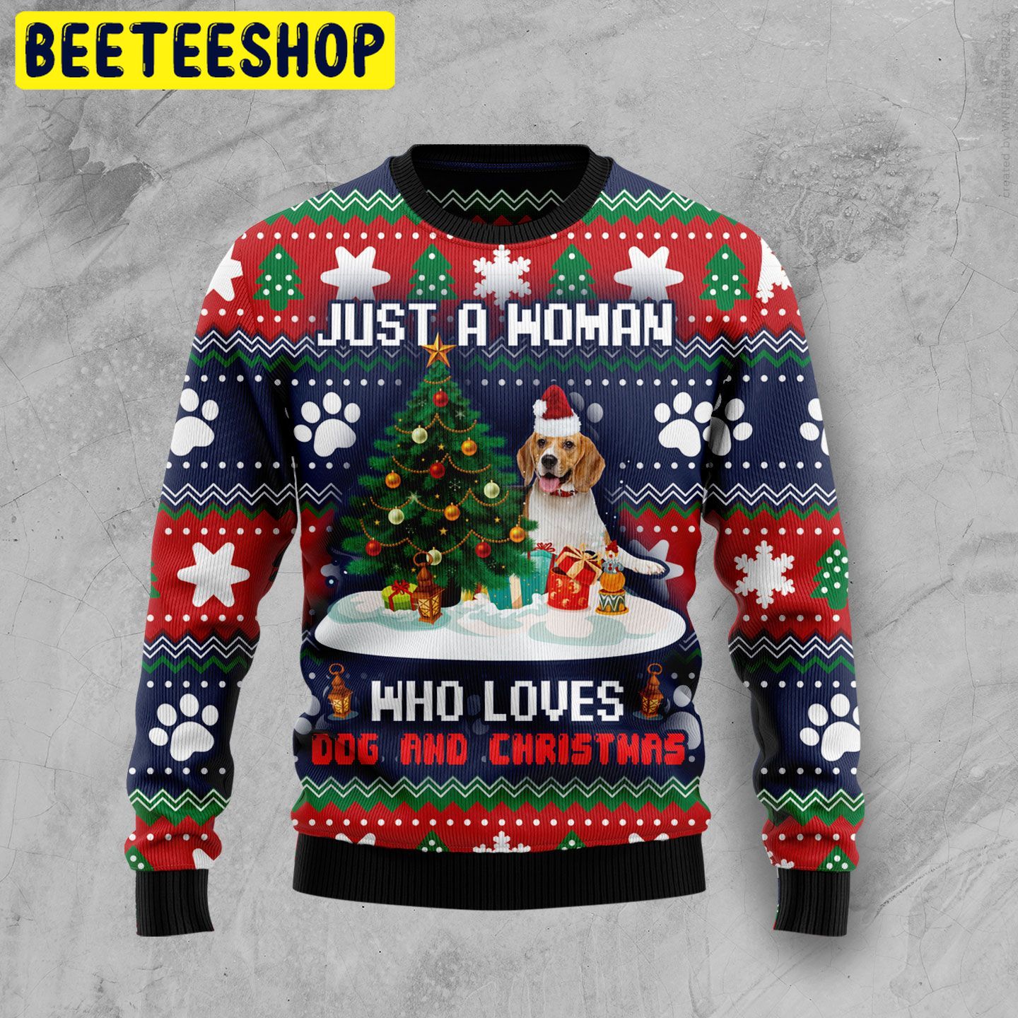 Just A Woman Who Love Dog Trending Ugly Christmas Sweatshirt