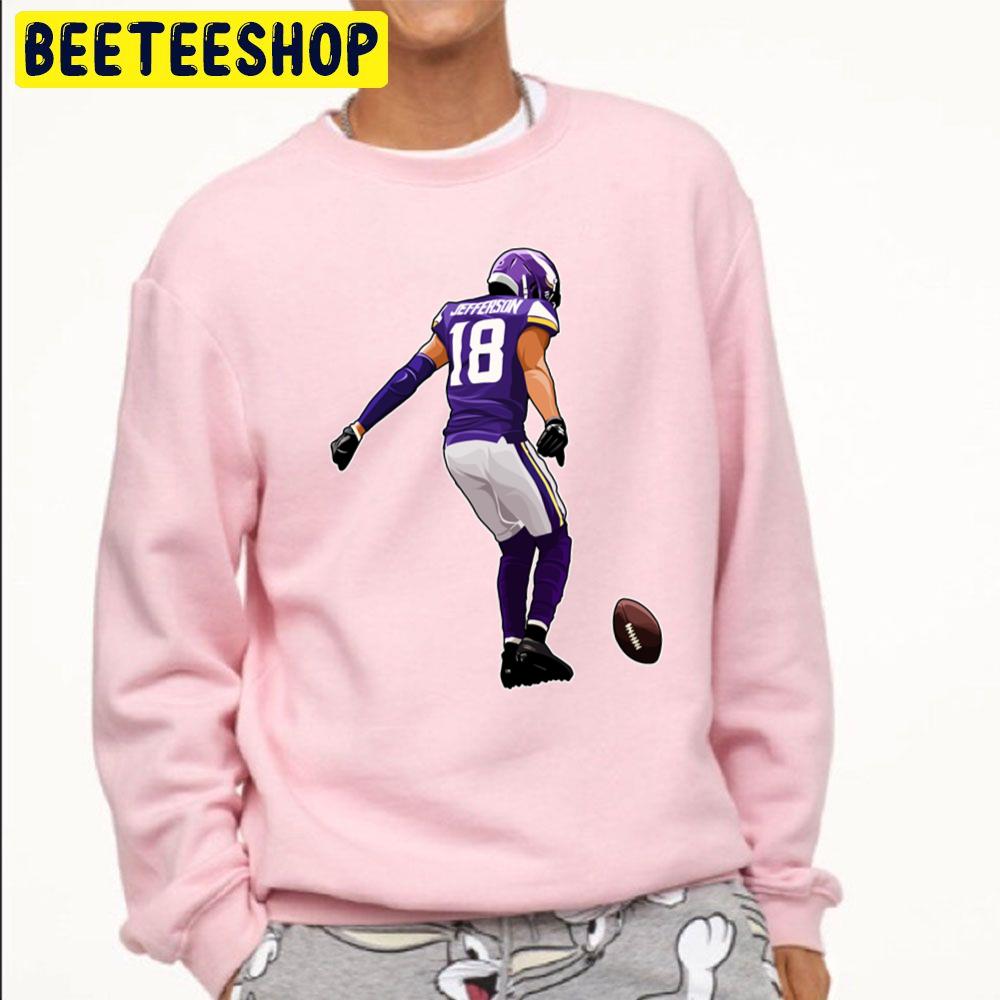 Justin Jefferson 18 Celebrate Touchdown Football Trending Unisex Sweatshirt