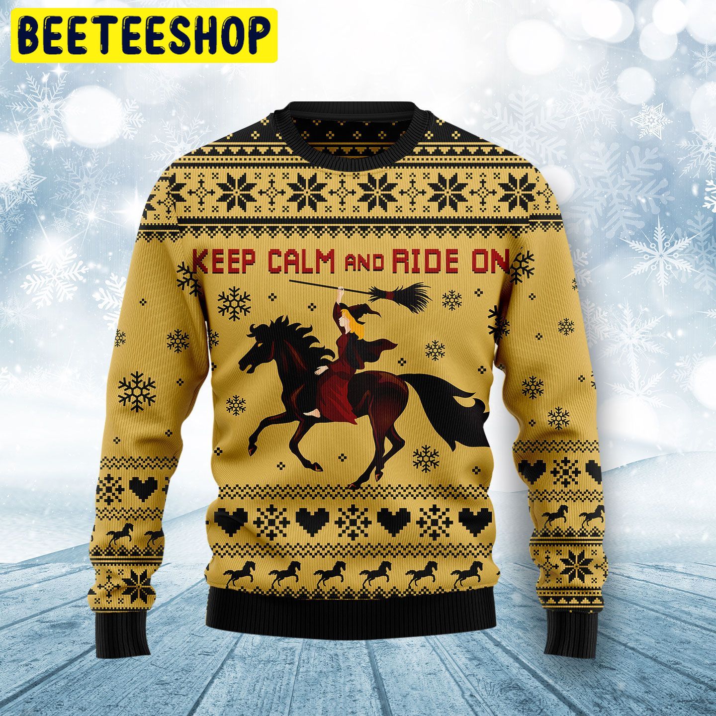 Keep Calm And Ride On Horse Lover Trending Ugly Halloween Sweatshirt