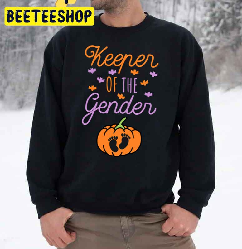 Keeper Of The Gender Fall Pumpkin Gender Reveal For Halloween Trending Unisex Sweatshirt