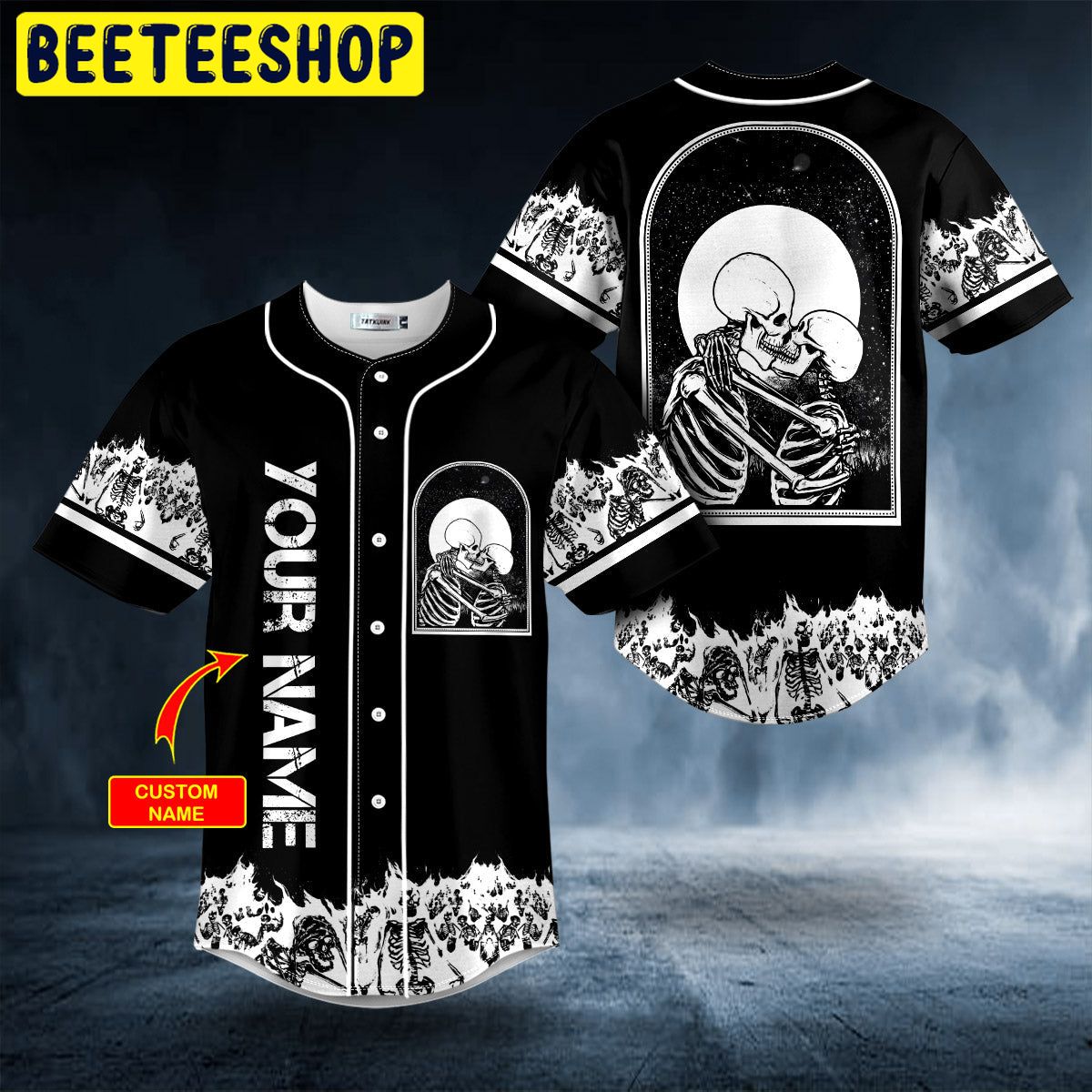 Kissing Flame Skull Custom Trending Baseball Jersey