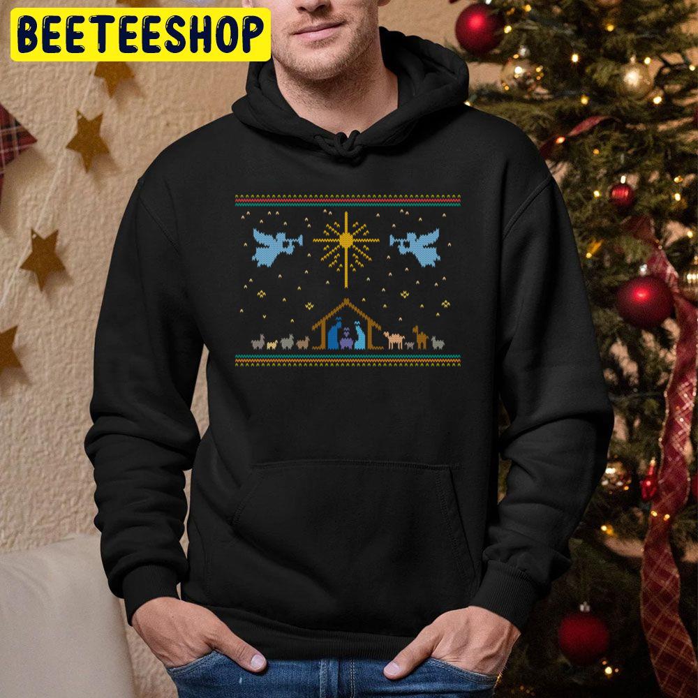 Knitted Nativity Ugly Merry Christmas Trending Unisex Hoodie