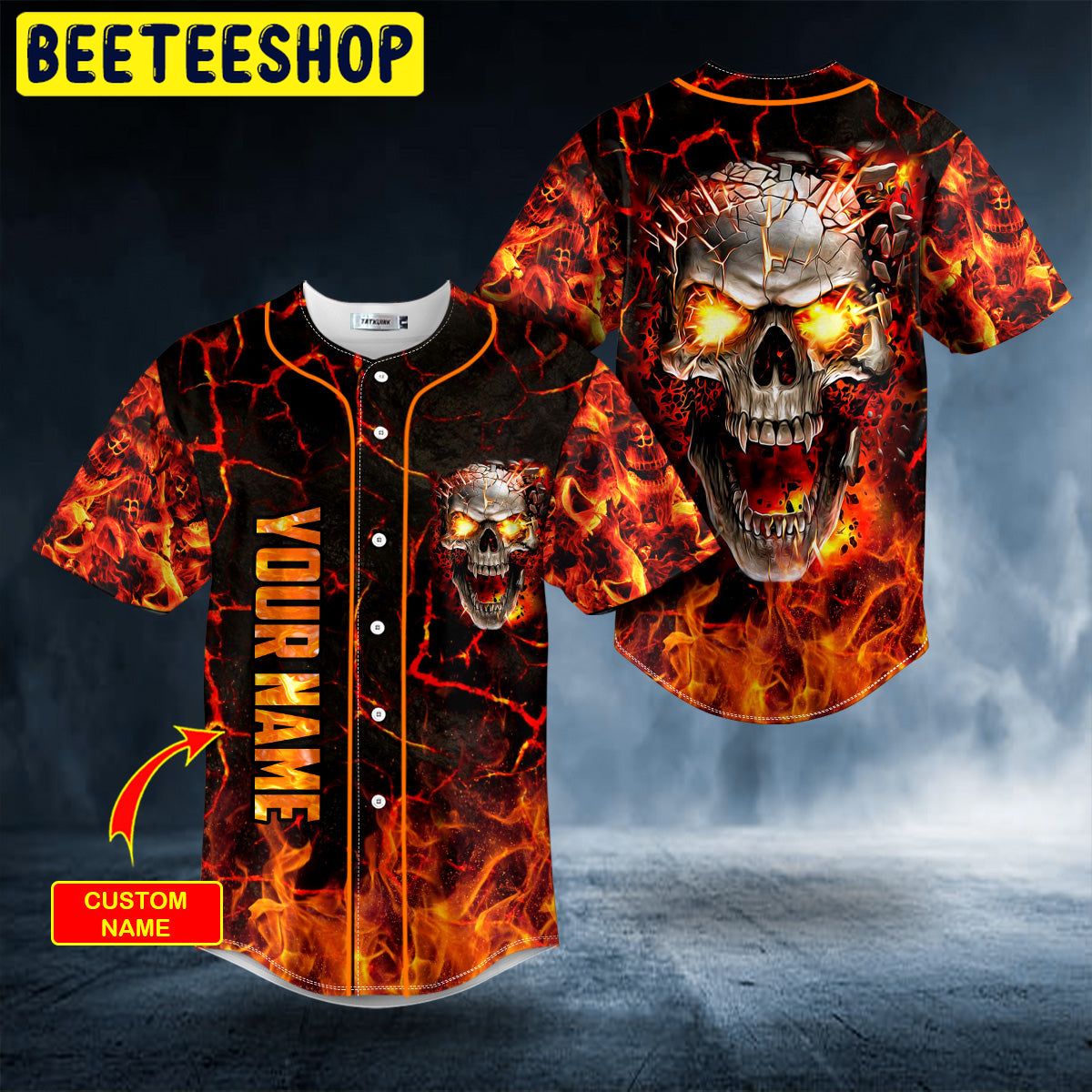 Lava Mad Fire Skull Custom Trending Baseball Jersey