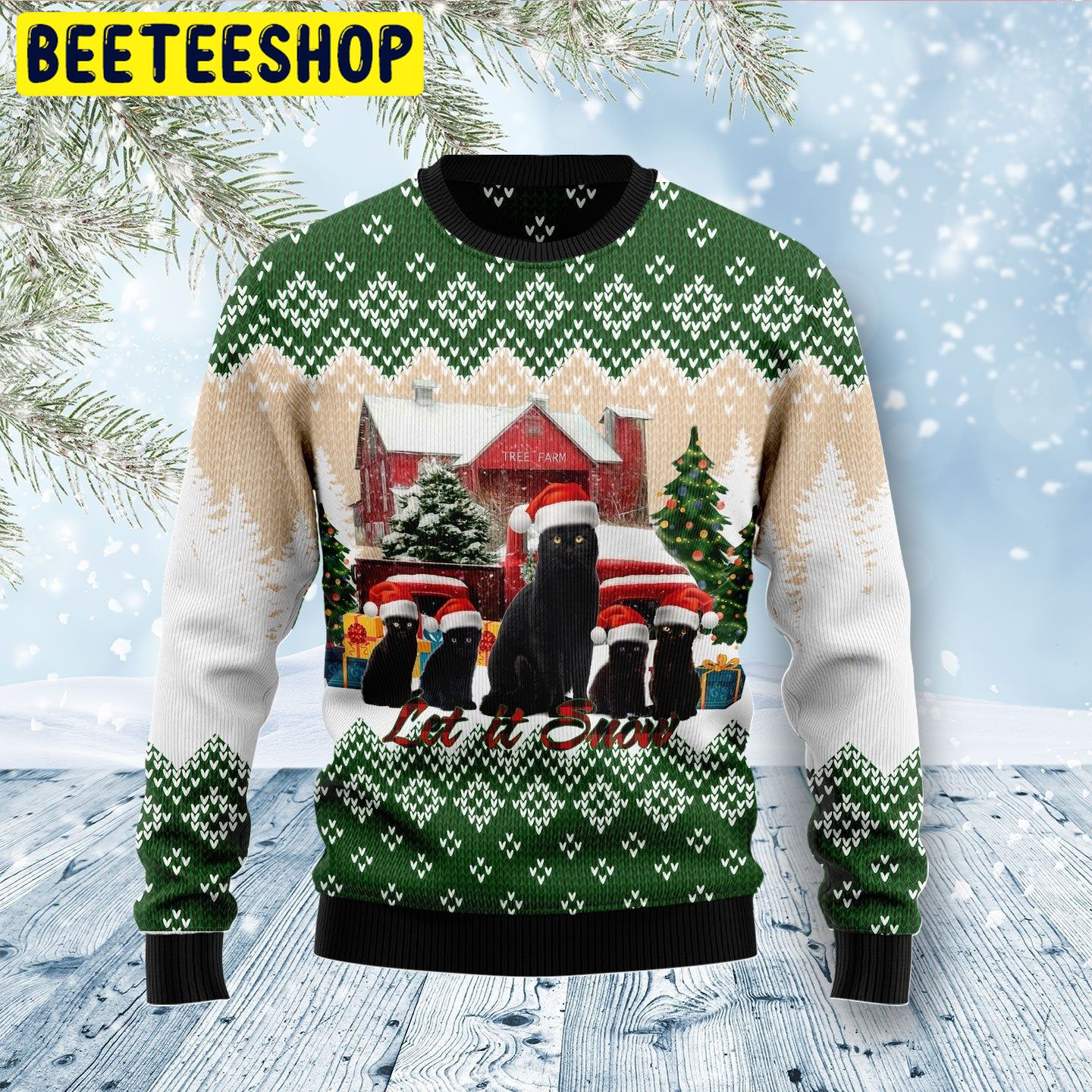 Let It Snow Black Cat Trending Ugly Christmas Sweatshirt