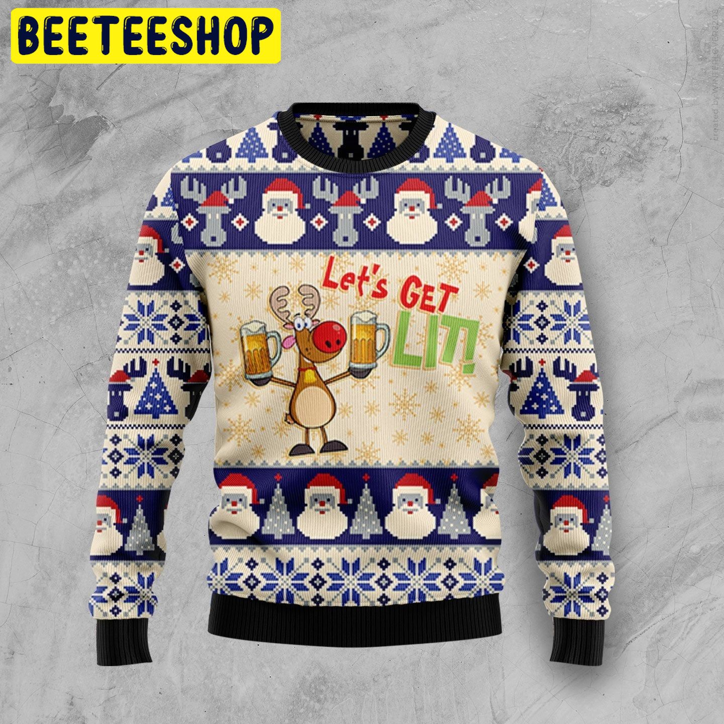 Let’s It Lit Reindeer Beer Trending Ugly Christmas Sweatshirt