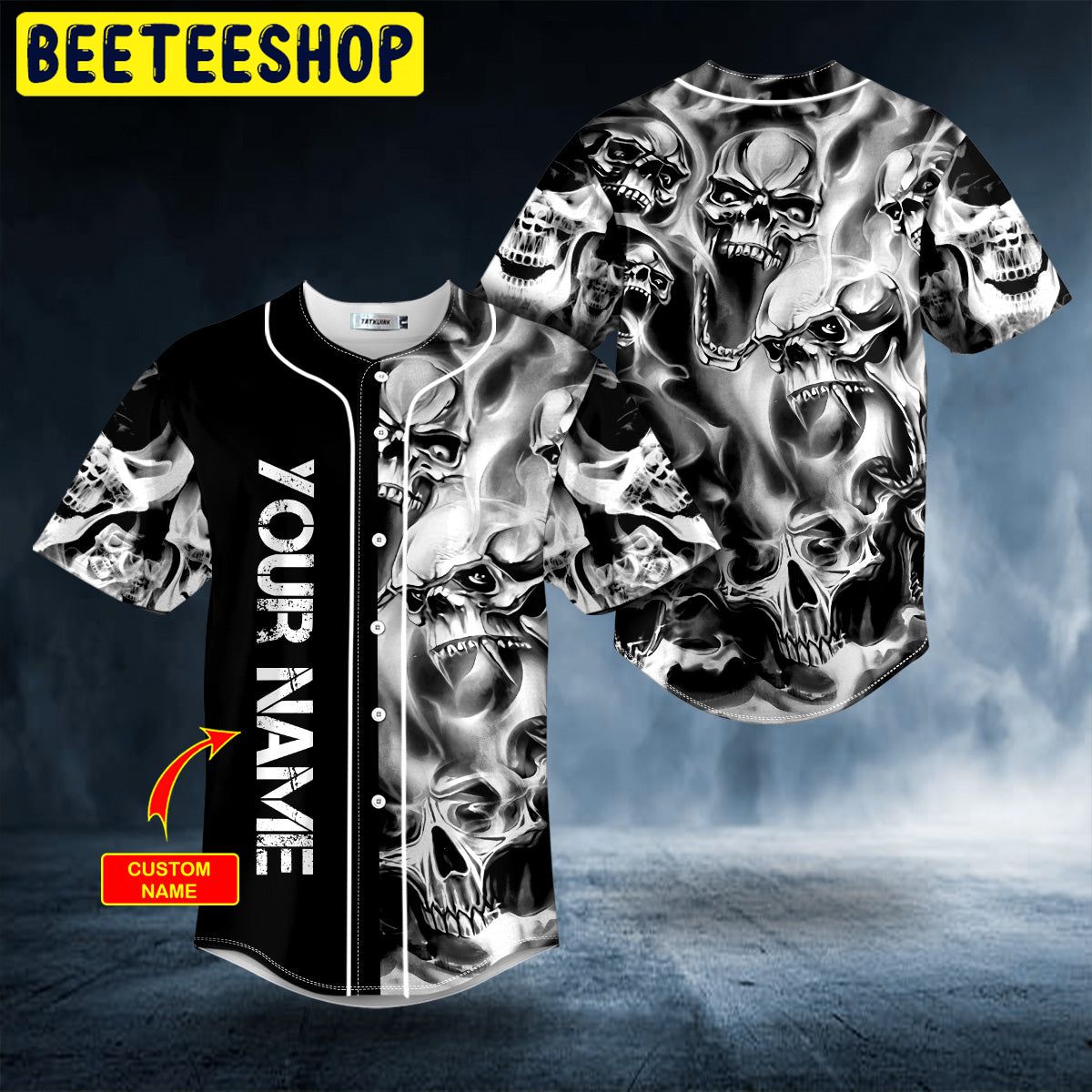 Liquid Smoke Skull Custom Trending Baseball Jersey