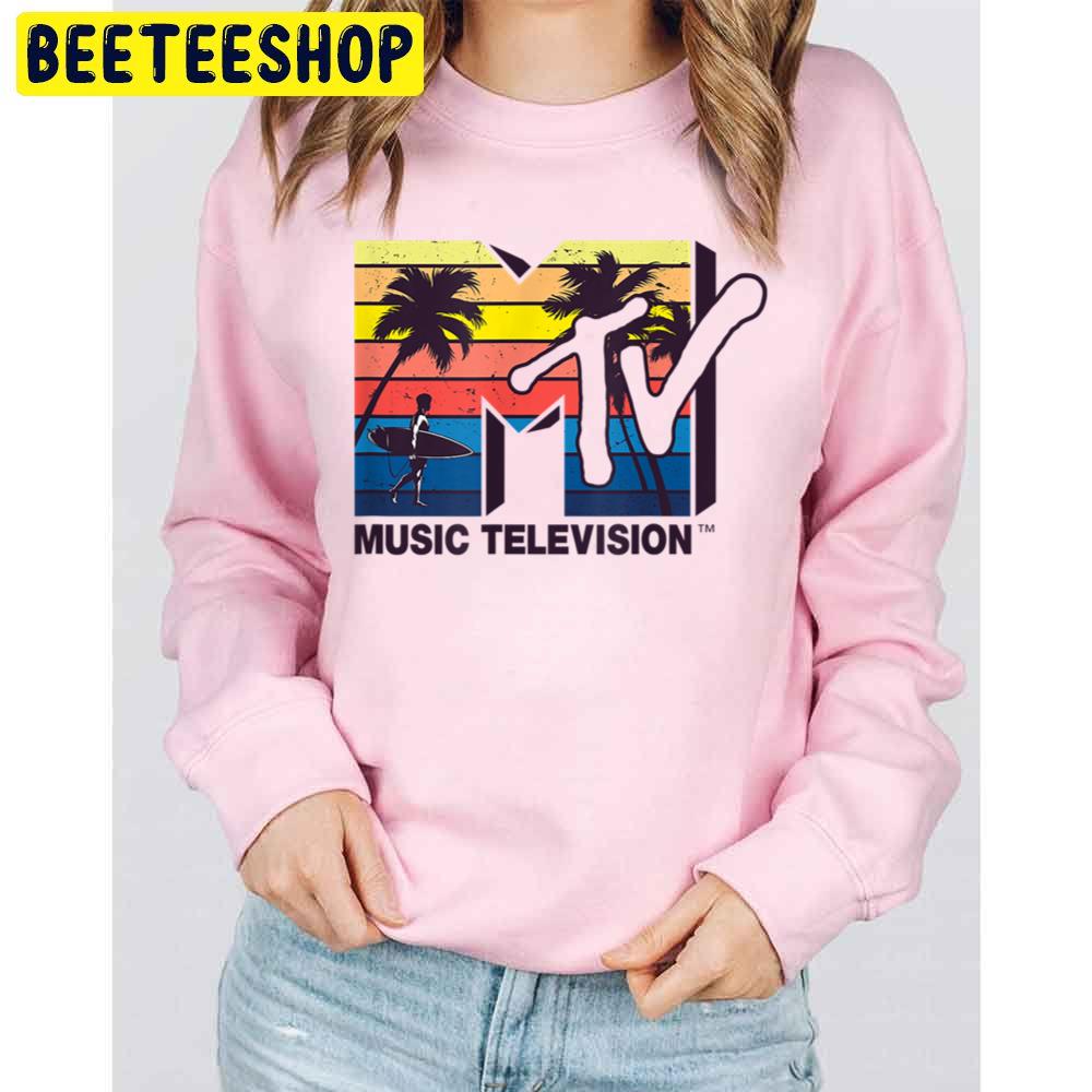 Logo With Vintage Surfer And Palms Music Television Trending Unisex Sweatshirt