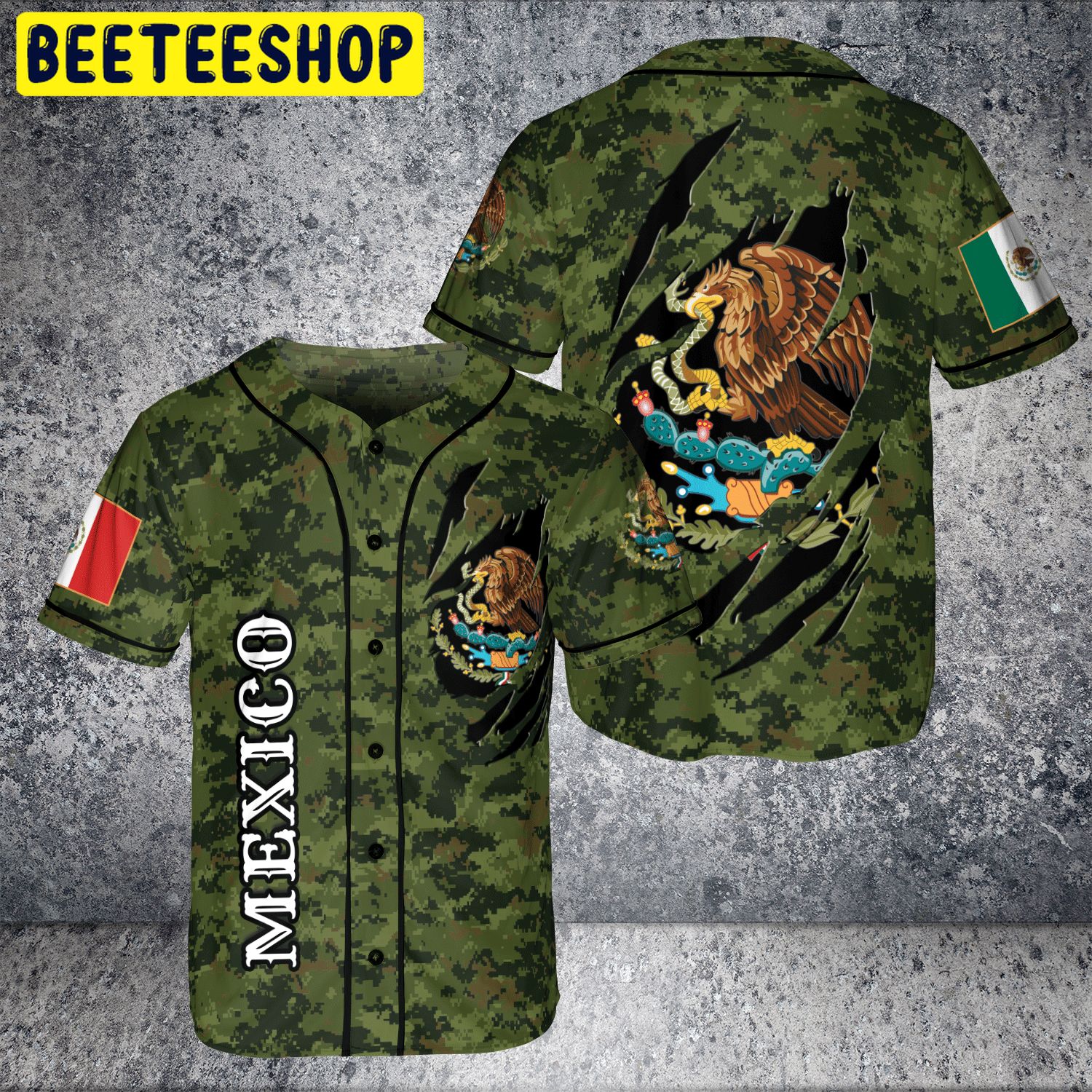 Love Mexico Flag Eagle Sneak Army Style Trending Jersey Baseball