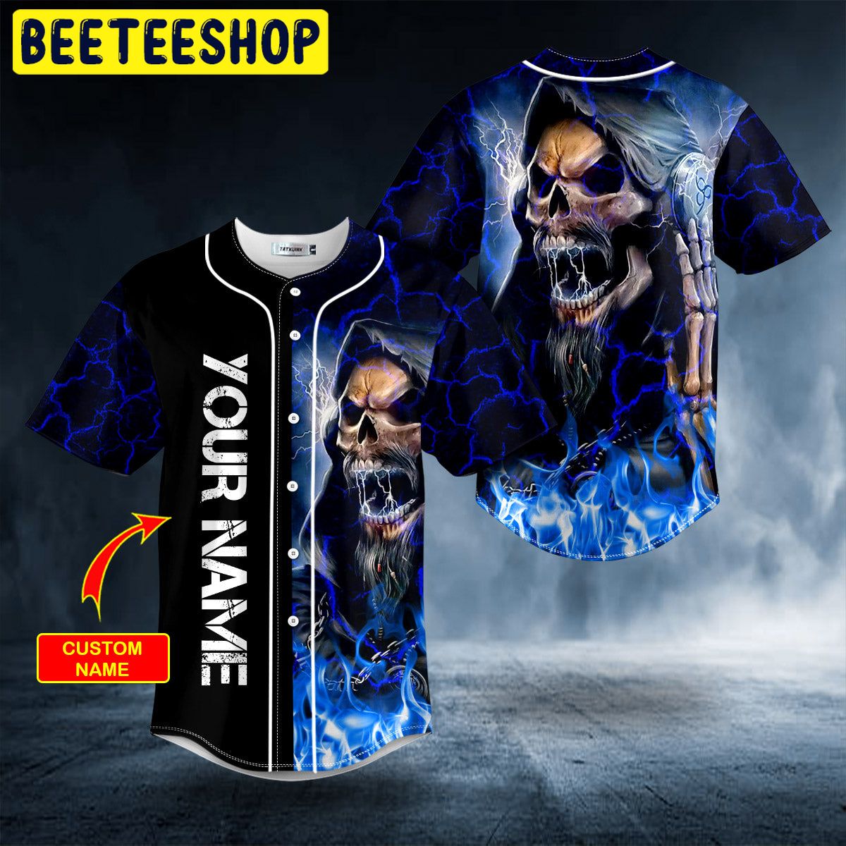 Melodic Death Metal Grim Reaper Blue Fire Skull Trending Baseball Jersey