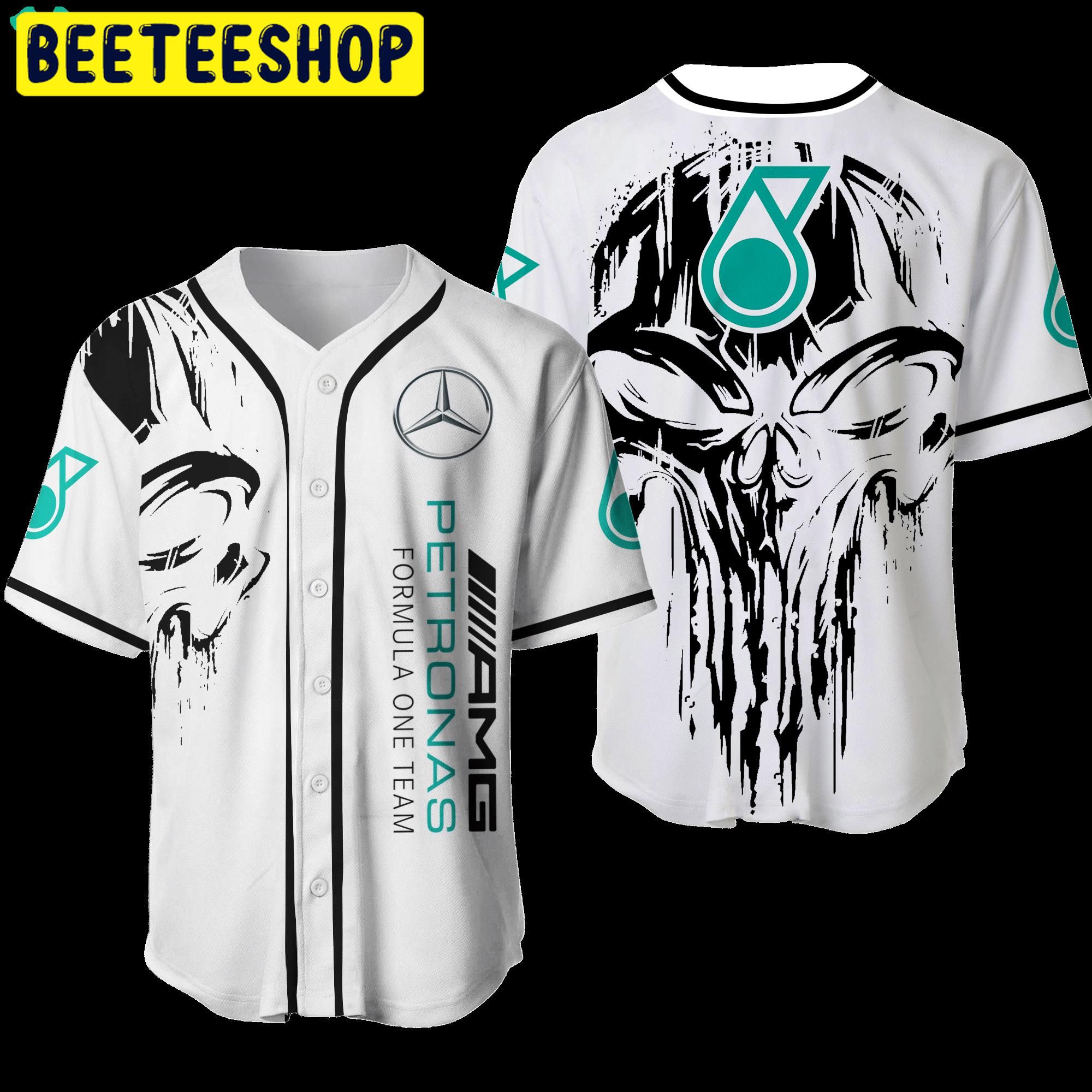 Mercedes-Amg Petronas Formula One Team Men’s Round Collar White Trending Jersey Baseball