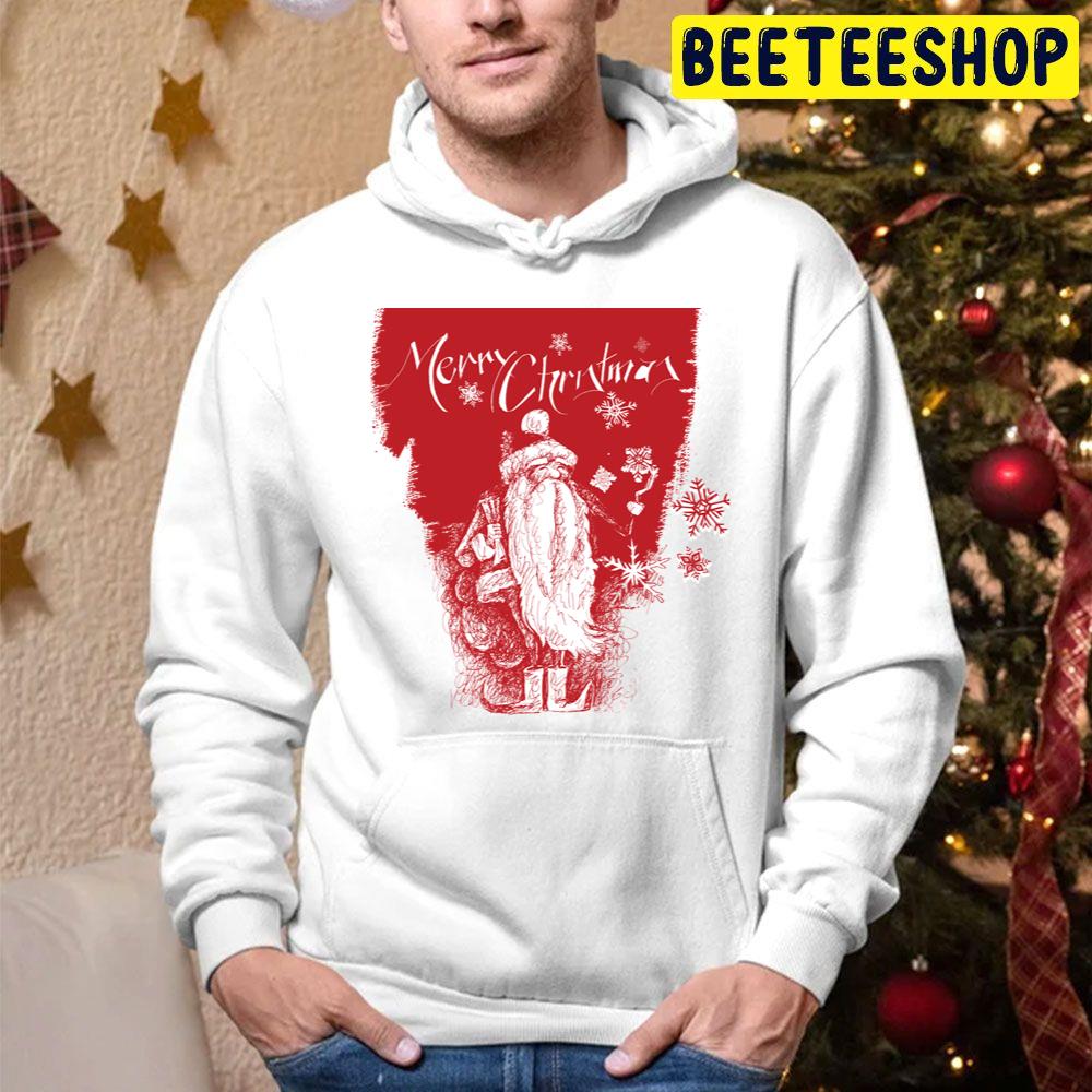 Merry Christmas Santa Claus With Long White Beard This Way To Santa’s Workshop I Believe In San Trending Unisex Hoodie