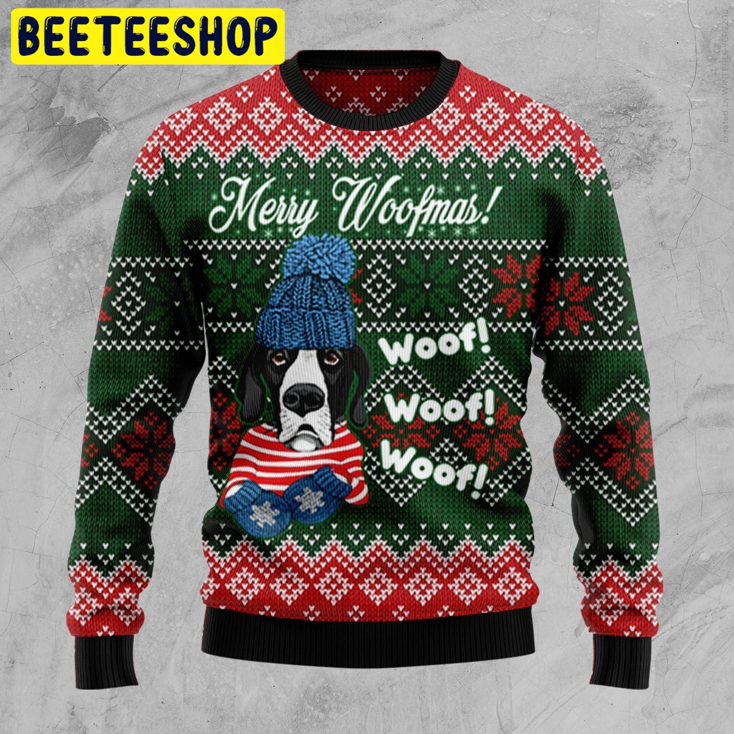 Merry Woofmas Woof Woof Woof Great Dane Trending Ugly Christmas Sweatshirt