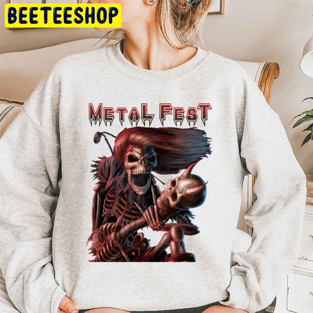 Metal Fest Cool Metal Skelton With Guitar Unisex Sweatshirt