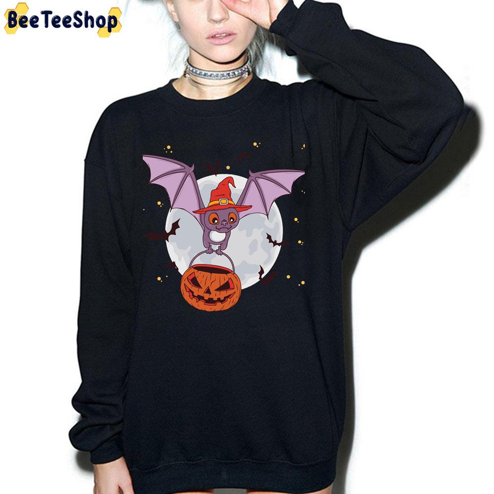 Miaow Cute Bat And Pumpkin Halloween Trending Unisex Sweatshirt